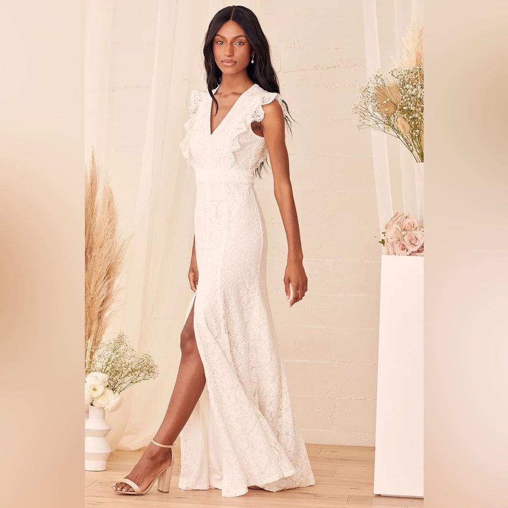 Lulu's White Lace Maxi Dress